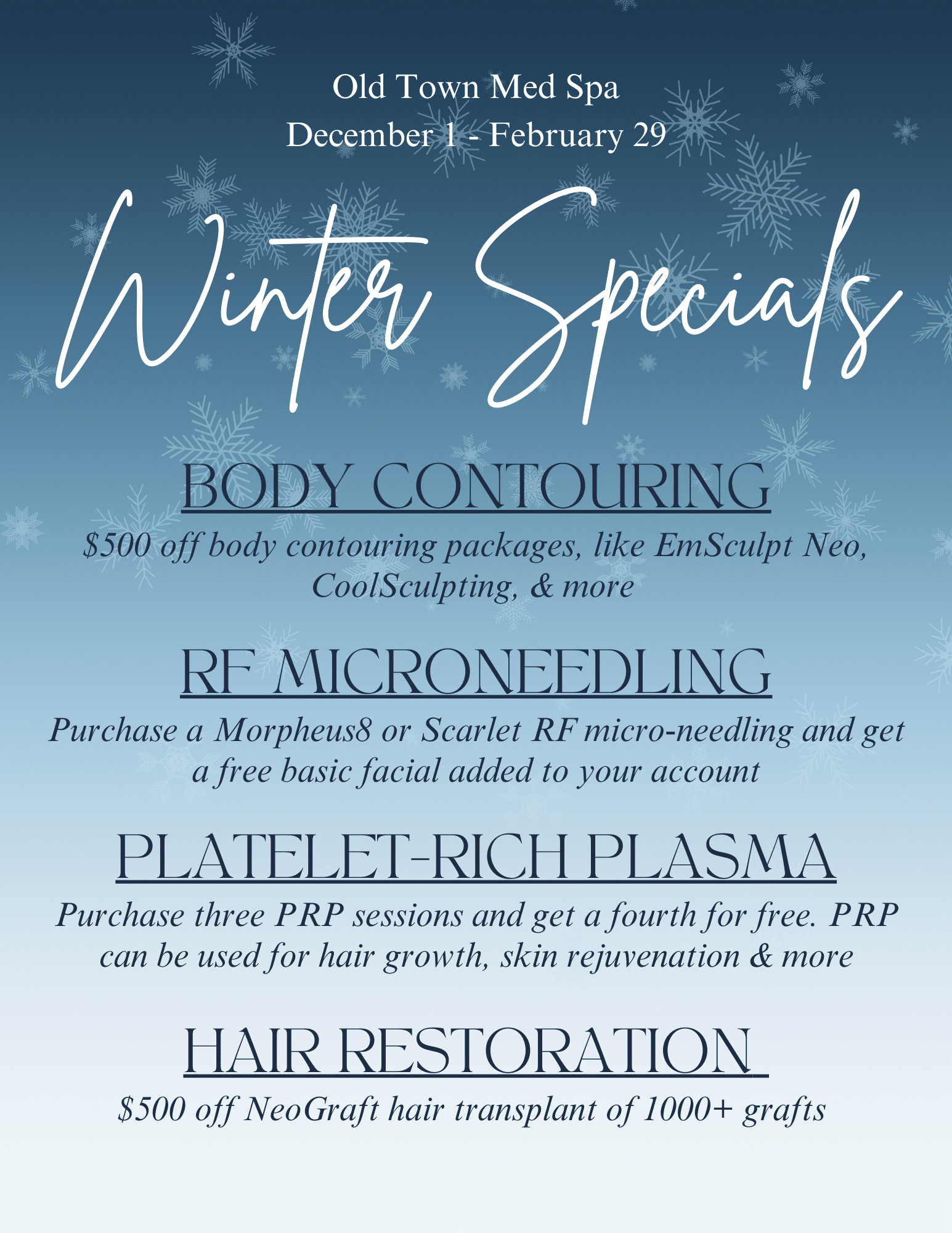 Winter specials flyer