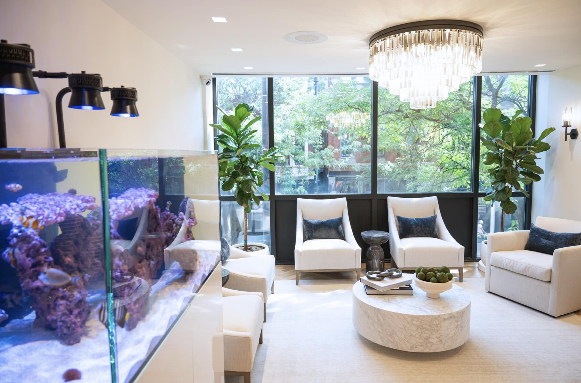 waiting room with fish tank