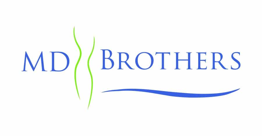 MD Brothers logo with stylized green and blue elements.
