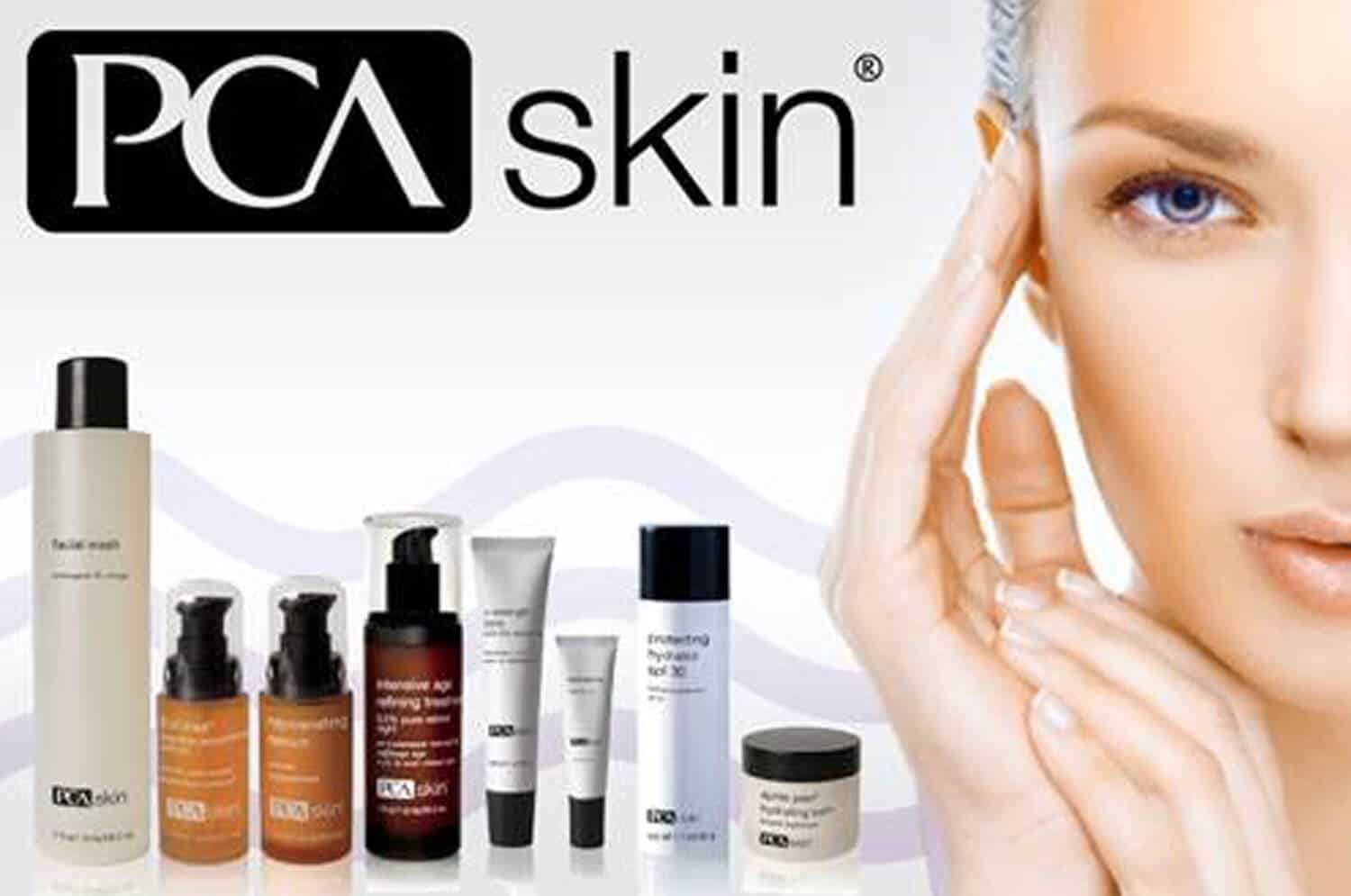 PCA Skin products with a woman