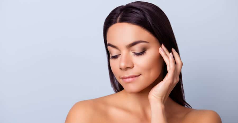 Woman with smooth skin after Scarlet RF microneedling at Old Town Med Spa.